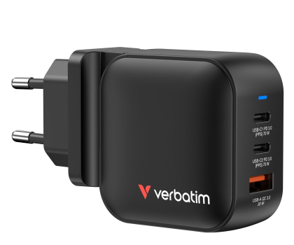 Ładowarka i akumulator VERBATIM Mini GaN Charger 70W 3 Port US/EU/UK
